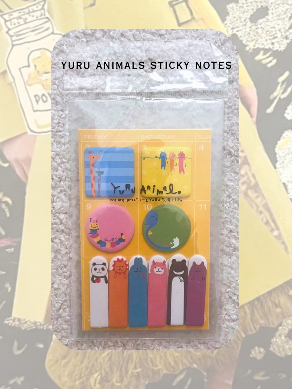 🎉Yuru Animals sticky note set - round, square, paper sticky note tabs stationery